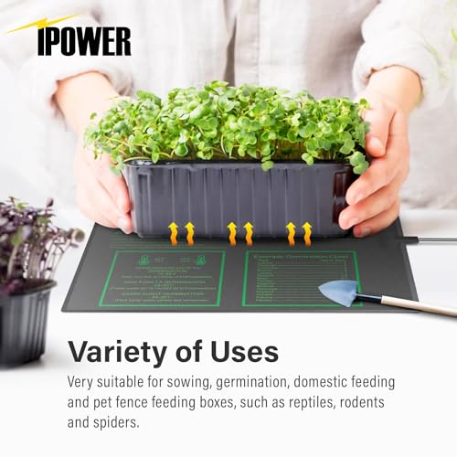 iPower 20" x 20.75" Seedling Heat Mat 2-Pack Upgraded Carbon Film Durable Waterproof Indoor Warm Hydroponic Plant Germination Starting Pad, Black - size: 20" x 20.75"(x2), style: Heat Mat