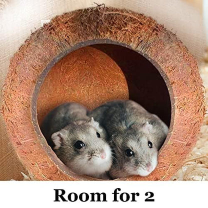 SunGrow Coconut Shell House for Gecko, Snake & Ball Python, Raw Coco Husk, Pet Hiding House, Climber or Chew Toy, for Reptiles, Amphibians (Coco Bowl)