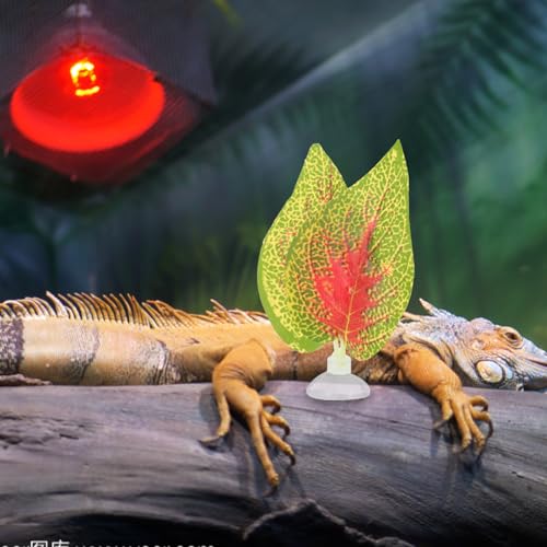 PRETYZOOM 2pcs Reptile Plants Ornaments Artificial Leaf Set with Suction Cups for Terrarium Decor Simulated Plastic Leaves Including Perilla and Fruit Leaf Suitable for Turtle Lizard