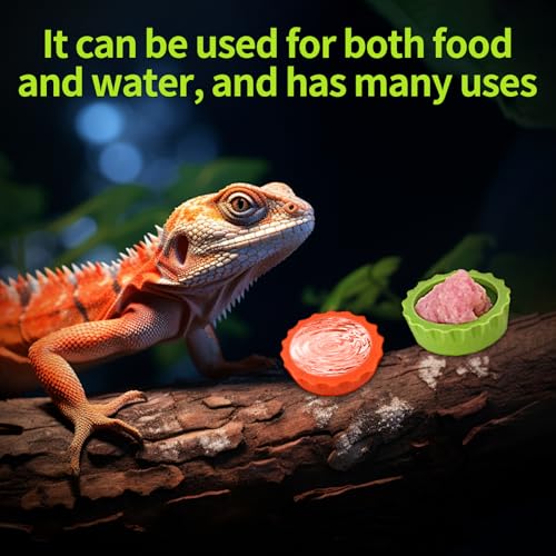 14 PCS Crested Gecko Food Dish, Reusable Small Reptile Feeding Cups, Gecko Food & Water Bowl 7 Colors