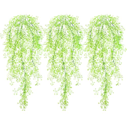 QUOZUO Fake Hanging Plants, 3pcs Faux Hanging Plants Light Green, Artificial Plants Ferns Ivy Vine for Wall House Indoor Outdoor Room Home Decor - color: Multi Color