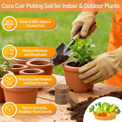 Legigo 50 PCS 50mm Coco Coir Pellets Potting Soil Mix- Compressed Coconut Coir Discs Seed Starting Soil Pellets, Coco Peat Soil Pods for Indoor & Outdoor Plants, Gardening Herbs Bonsai and Vegetables - color: 50mm