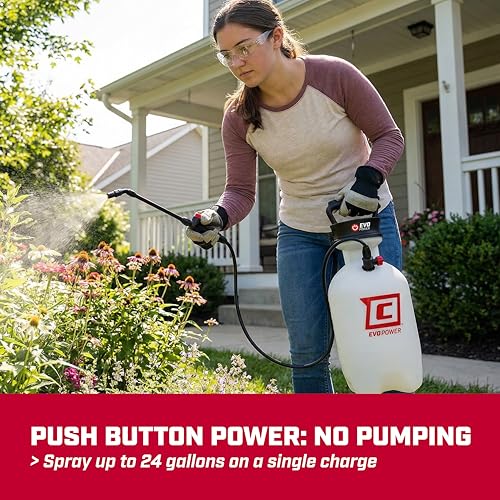 Chapin 28324 Battery Powered Sprayer, Pressured Autosprayer, 2 Gallon, Lawn and Garden, Anti-Clog Filter, Adjustable Spray Nozzle, Spraying Plants, Watering, Weeds, Fertilizer and Pests