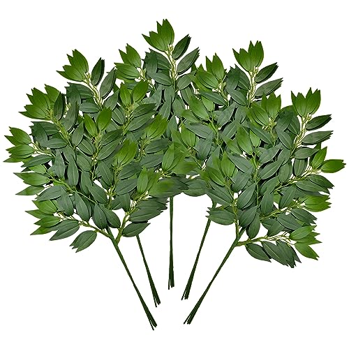 24Pcs Italian Ruscus Greenery Stems Artificial Silk Greenery Plants Spray for DIY Wedding Arch Bouquet Filler Table Centerpieces Home Decor - color: 24pcs Green, size: 23 inch