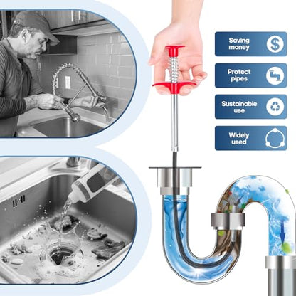 Flexible Grabber Claw (4 Claws), Drain Snake with Tweezers, Bendable Hose Grabber Reacher Tool, Retractable Drain Clog Remover Tool, Pickup Tool for Bath Tub, Toilet, Kitchen Sink & Sewer (63 inches) - color: 63 inches