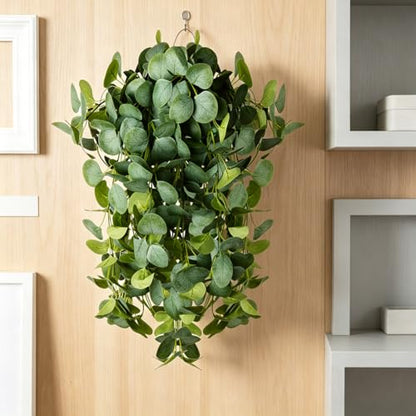 2pcs Artificial Hanging Plants Fake Eucalyptus Hanging Plant Artificial Greenery Vine Outdoor Plastic Plants (2, Green)