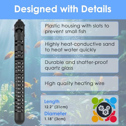 AquaMiracle Aquarium Heater Fish Tank Heater 300W with Dry-Run/Overheating Protection and Memory Function, External Thermostat with LED Digital Display, for Tanks 40-75 Gallons