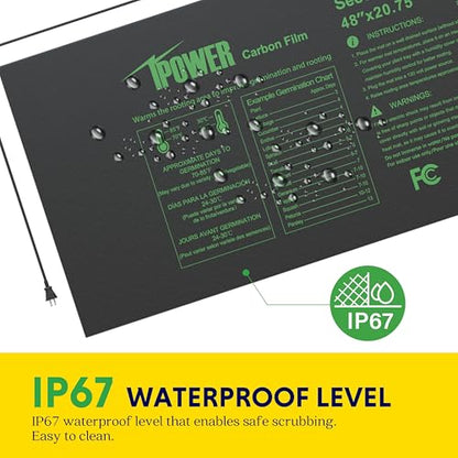 iPower 48"x20.75" Seedling Heat Mat with Built-in Temperature Controller, MET Certified Waterproof Plant Heating Pad, for Germination, Breeding, Brewing - size: 48" x 20.75", style: with Dual LED Thermostat
