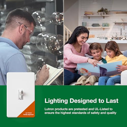 Lutron Ariadni/Toggler LED+ Dimmer Light Switch for Dimmable LED, Halogen and Incandescent Dimmer Switch, 150W, Single-Pole/3-Way, AYCL-153P-WH, White - color: White, size: 1 Pack