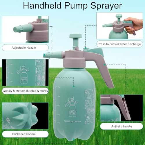 68oz Garden Pump Sprayer, 2L Hand Pressure Sprayer Bottle with Safety Valve, 0.5 Gal Lawn Adjustable Sprayer for Plant Mister Spraying Weeds Home Cleaning Watering (Light Blue) - color: Light Blue