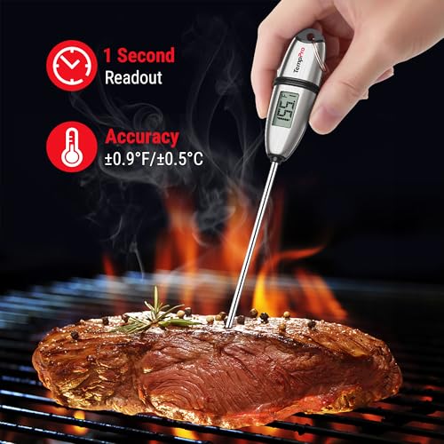 TempPro TP02S Digital Food Thermometer for Cooking Bread Baking Sourdough Liquids, Meat Thermometer Digital with Super Long Probe for Kitchen Candy Making Gift for Dad Husband (Previously ThermoPro)