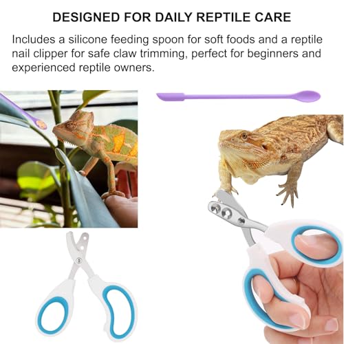 Bearded Dragon Tank Accessories Kit – 10pcs Reptile Water Food Bowl, Feeding Tongs with Rubber Tip, Grooming & Cleaning Set for Lizards, Geckos & Small Reptiles