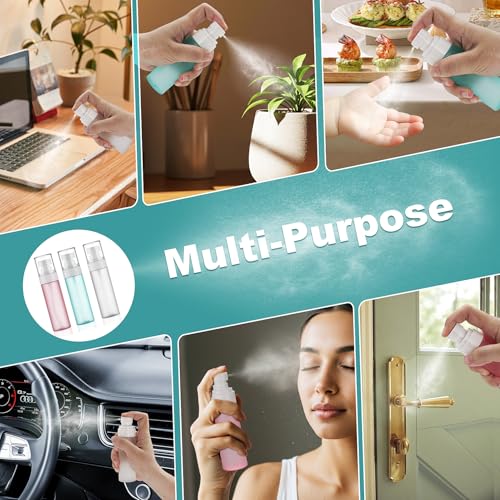 Travel Spray Bottles TSA Approved 3 Pack (2.2oz/65ml), Leak Proof Fine Mist Refillable Empty Plastic Spray Bottles for Perfume, Essential Oils, Toners, Hair & Face Mist (65 ml) - size: 65 ml