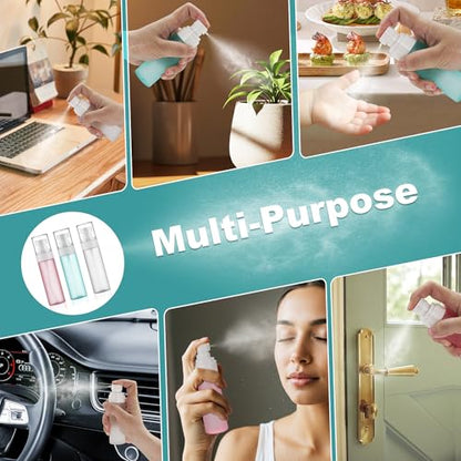 Travel Spray Bottles TSA Approved 3 Pack (2.2oz/65ml), Leak Proof Fine Mist Refillable Empty Plastic Spray Bottles for Perfume, Essential Oils, Toners, Hair & Face Mist (65 ml) - size: 65 ml