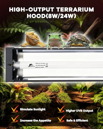 UVB Light for Reptile 24W, T5 UVB Reptile Light Fixture HO Combo Kit with Test Sensor Cards, 22" High Output Reptiles Light Bar UVA UVB Desert Lamp for Turtle Lizard Bearded Dragon Tank - color: White