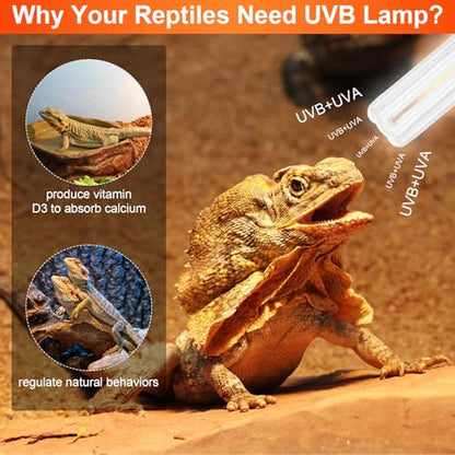 VIHOSE 4 Pack UVB Reptile Light Bulb 23w 10.0 UVB Bulb for Desert Reptiles Pet Light for Turtle Compact Fluorescent Terrarium Lamp for Bearded Dragon, Lizard, Tortoise, Iguanas, Snake, Gecko