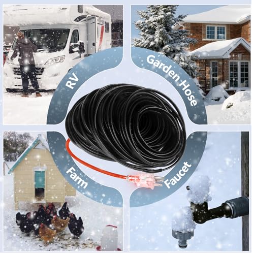 6FT Heating Cable for Metal and Plastic Home Pipes, Energy-efficient, Heat Tape for Water Pipes, Pipe Freeze Protection, Keeps Water Flowing at -40℉, 120V (6FT) - size: 6FT
