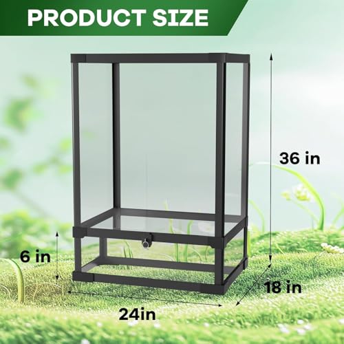 Garvee 67 gal Reptile Tall Glass Terrarium, 36 in x 18 in x 24 in Reptile Tank Double Hinge Door with Top Screen Ventilation, Easy Assembly