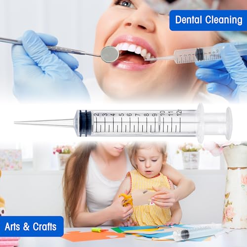 7Pack Wisdom Teeth Syringe, 12ml/cc Dental Syringe with Straight Tip & Measurement, Straight Dental Irrigation Syringe, Disposable Sealed for Dental Care, Oral Tonsil Stone, Feeding, Liquid Injection - style: 12ml/cc Straight Tip
