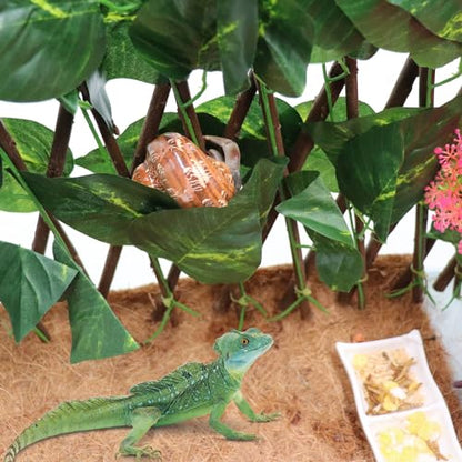 Hermit Crab Climbing Toys, Expandable Retractable Faux Artificial Ivy Trellis Hedge Fence Aquarium Tank Decoration with 2 Suction Cups, Cage Habitat Accessories for Hermit Crab Reptile