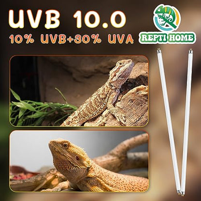 T5 UVB Reptile Light 39W 10.0, UVA Light Bulb for Reptiles, 2 Pack Lamp Tube for Bearded Dragon - size: 2 pack T5 Tube-39W 10.0