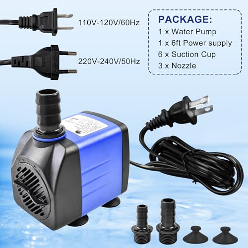 CHANCS 25W Outdoor Water Pump 396GPH AC 110V Mini Submersible Water Pump with 6.0ft High Lift for Fountain Waterfall - color: 25w 1500l/H