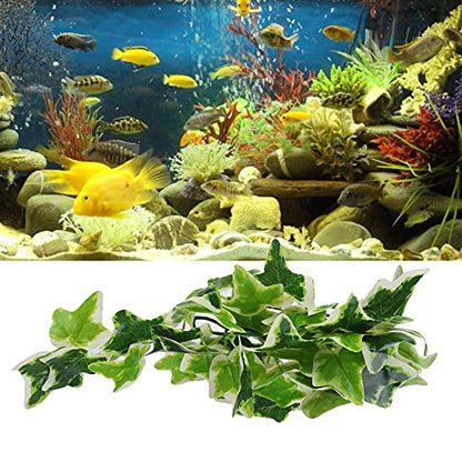BORDSTRACT Artificial Reptile Plant, Lifelike Plastic Hanging Leaves Decoration with Suction Cup for Terrarium Fish and Reptile Habitats (New Star Leaf Vine) - size: New Star Leaf Vine