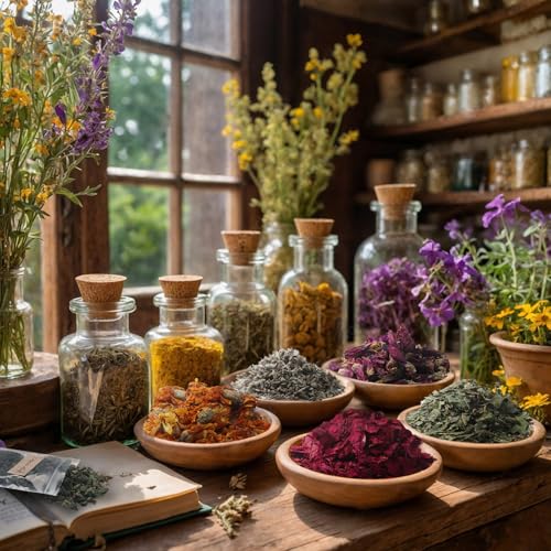 HNSHAG 30pcs Witchcraft Supplies Herbs Witch Stuff Spell Kit,Bulk Dried Herb Flowers for Wiccan Rituals,Pagan,Natural Healing Herbal with Spoon,Bell,Witch Gift Starter Set Altar Supplies Decor - size: 30pack