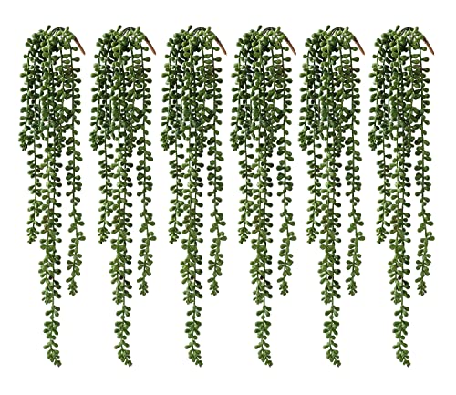 dallisten 6 Pcs Artificial Succulents Hanging Plants, Fake String of Pearls Greenery Plants, Decoration for Wall, Home, Backdrop, Garden, Indoor and Outdoor - color: Green
