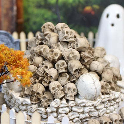 Acekey Mini Halloween Skulls - 40PCS Resin Skeleton Heads for Halloween Decoration, Crafts, Miniature, Vase Fillers, Gothic Home Decor and Spooky Diorama Projects