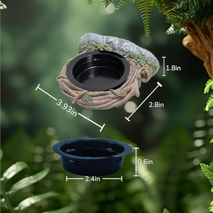 Reptile Feeding Ledge with 2 Cups, Hollow Vine Food Dish & Water Bowl for Bearded Dragon, Gecko, Lizard & Snake – Reptile Tank Accessories for Terrariums - size: Magnetic- Single Feeder