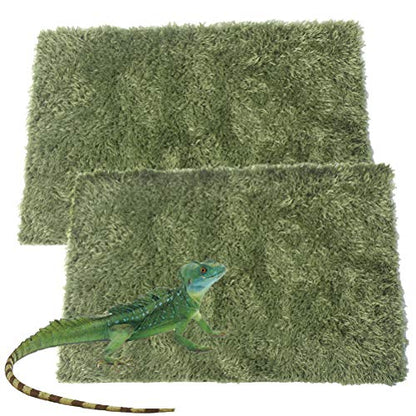 kathson 2 PCS Reptile Carpet Mat Terrarium Bedding Substrate Liner Mat Imitation Rainforest Crawler Mats for Snakes Bearded Dragon Gecko Chameleon Turtles Iguana（23.62 X 15.74 in） - color: 2PCS（XL）：23.62 X 15.74 in