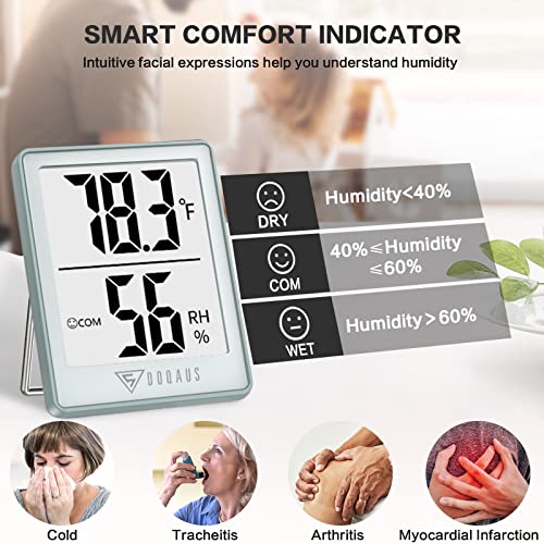 DOQAUS Digital Hygrometer Indoor Thermometer Humidity Gauge Room Thermometer with 5s Fast Refresh Accurate Temperature Humidity Monitor, Light Blue - color: Soft Blue