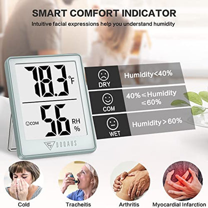 DOQAUS Digital Hygrometer Indoor Thermometer Humidity Gauge Room Thermometer with 5s Fast Refresh Accurate Temperature Humidity Monitor, Light Blue - color: Soft Blue