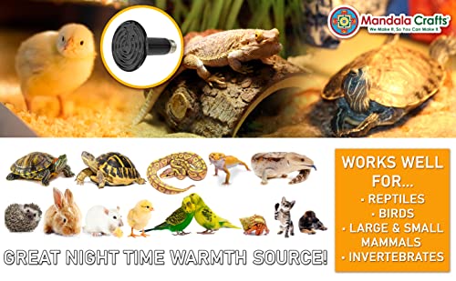 Mandala Crafts Heat Lamp for Reptiles - Ceramic Heat Emitter Infrared Light Bulb with No Light for Chicken Coop Turtle Bearded Dragon Dog Pet Brooder 100W Pack of 2 Black - color: Black