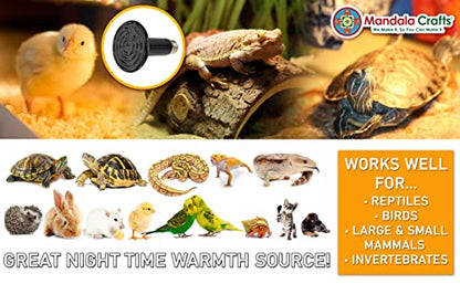 Mandala Crafts Heat Lamp for Reptiles - Ceramic Heat Emitter Infrared Light Bulb with No Light for Chicken Coop Turtle Bearded Dragon Dog Pet Brooder 100W Pack of 2 Black - color: Black