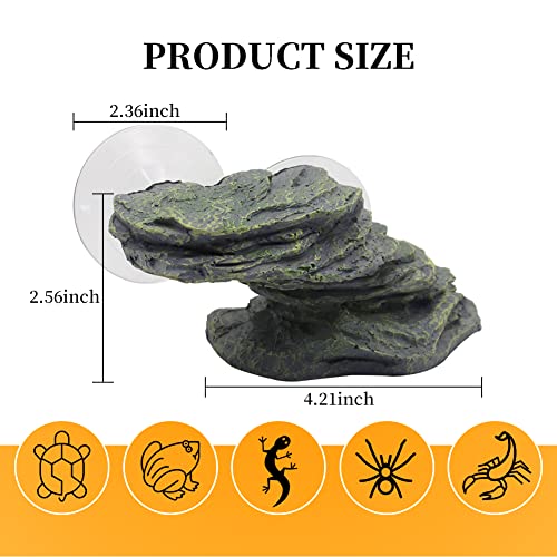 Turtle Basking Platform with Strong Suction Cups，Fish Tank Aquarium Tortoise Climbing Platform , Reptile Climbing Shale Resin Step Ledge Stone Aquarium Ornament Rock Float Resting Terrace for Frogs