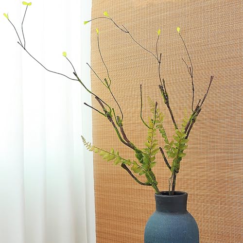 2pcs 40inch Bendable Faux Branch Vine Moss Greenery For Vase Wall decor | Artificial Tree Twigs Limb grapevine garland Silk Green leaves Plants For Minimalist Craft Hanging Floral Halloween Decor