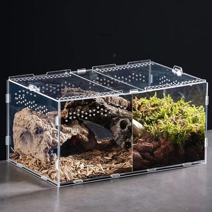 Clear Acrylic Reptiles Tanks with Ventilation Holes Terrarium Box for Small Lizards and Snake Jumping Spiders Watching Reptiles Container Box - size: 8X7X10 horizontal