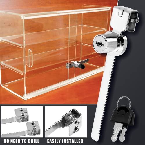 Luomorgo 1 Pc Sliding Glass Door Ratchet Lock, Keyed Alike Showcase Display Lock (Chrome)