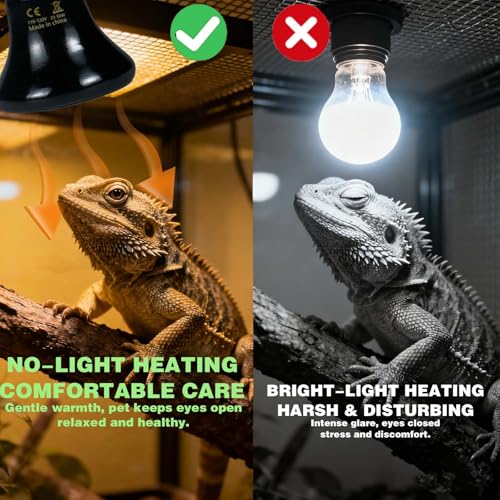 25W Ceramic Heat Emitter (2-Pack) - Reptile Heat Lamp, No Light Emitting Coil Bulb for Reptile Tanks, Terrariums, Brooders & Chicken Coops - E26 Base for Turtle, Lizard, Bearded Dragon, Snake