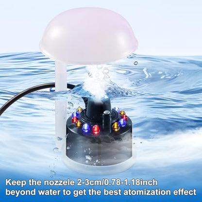 WINTS Mist Maker,12 LED Mister Fogger Water Fountain Pond Fog Machine Atomizer Air Humidifier, Fountain Mister Fogger with Splashing Guard Perfect for Fountain Pond Halloween (Black) - color: Black