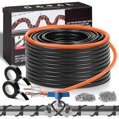 119.5FT(3FT~160FT) Water Pipe Heat Cable for Pipe Freeze Protection, Pipe Heating Cable for Metal And Plastic Home Pipes, Energy-Saving Heat Trace Cable Keeps Water Flowing, 120V 5W/ft - style: 119.5FT