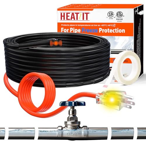 HEATIT Electric Pipe Heating Cable with Thermostat for Water pipes 14Ft | Heat Tape for Metal And Plastic Home Pipe CSA & ETL Certified Constant Wattage Water Pipe Heating Trace System - style: 14 Feet