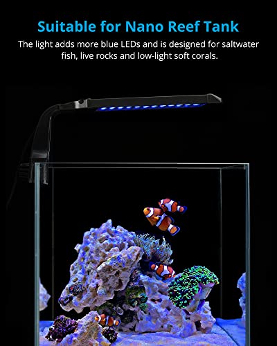 NICREW Marine Clip on Aquarium Light, Saltwater Fish Tank Light for Coral Reef Tanks with LCD Timer, 2 Lighting Modes - size: For Saltwater
