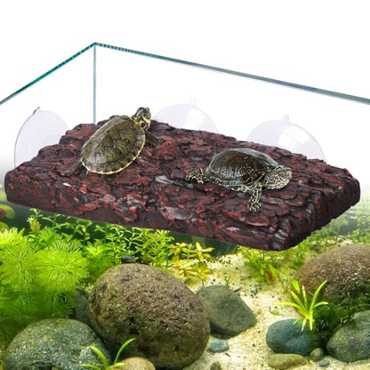 Pawfly Turtle Basking Platform — Resin Dock with 3 Suction Cups for Aquatic Turtles, Frogs, Turtle Tank Accessory