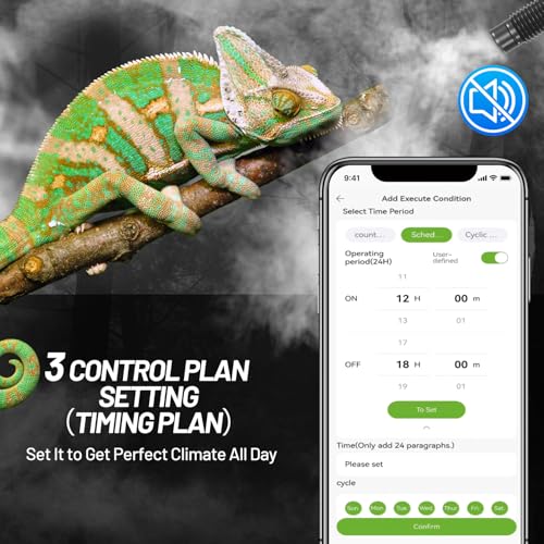REPTI ZOO Smart WiFi Reptile Fogger with Timing, 4L Reptile Terrariums Humidifier, Fog Machine Mister for Chameleon Frog Turtle Gecko | Misting System Spray Kit for Amphibia, Plants | Linkage Control