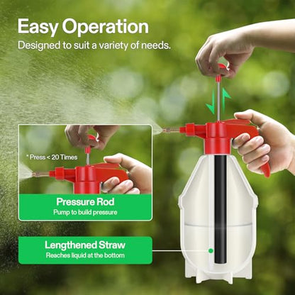 VIVOSUN 27oz Pump Sprayer, Handheld Garden Water Sprayer Bottle with Adjustable Brass Nozzle, for Spraying Plants, Flowers, Weeds and Cleaning, Red - color: Red, size: 27oz