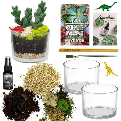 Cute Farms Glass Terrarium Kit | Just Add Your Own Plants (Two Glass Cylinders (3.25")) - style: Two Glass Cylinders (3.25")