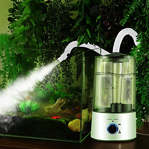 Dreyoo Reptile Humidifier Fogger, 4L Cool Mist Fog Mister with Tube for Tortoise Habitat Chameleon Snake Amphibians, Compatible with All Terrariums, Cages and Enclosures